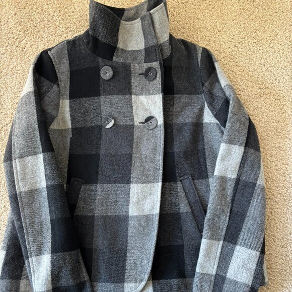 Urban Outfitters Kimchi Blue Buffalo Women's Plaid Swing Pea Coat Size S - Picture 1 of 9